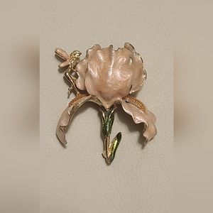Vintage Kirks Folly Iris Enamel brooch pin Marked Kirks Folly on the back. I